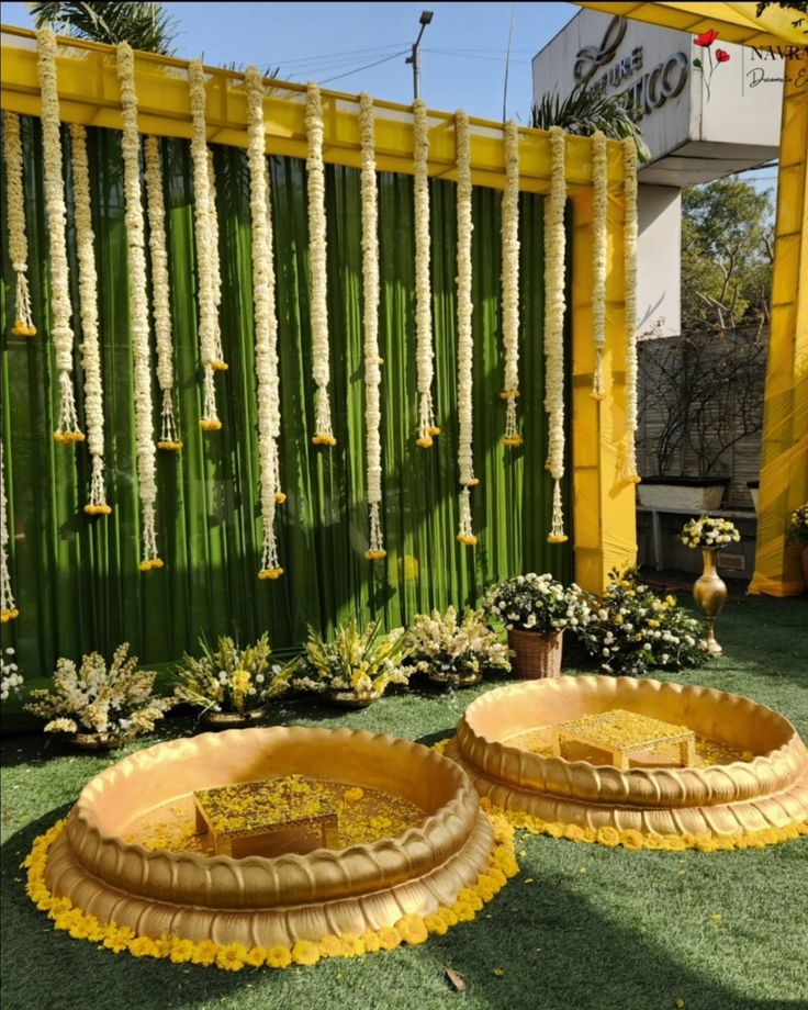 Haldi decoration hyderabad marigold styling by BrosisEventz